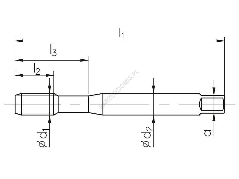 Rysunek techniczny: Gwintownik maszynowy wysokowydajny DIN 371/1-B UNF/1 1/4" 28zw. 2B HSSE 800